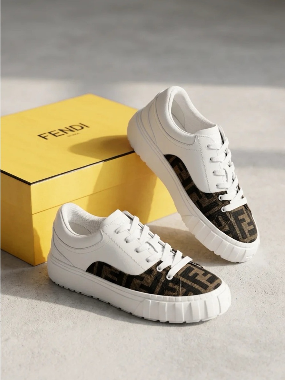Fendi FF Logo White Low Top Sneakers EU 36 Women